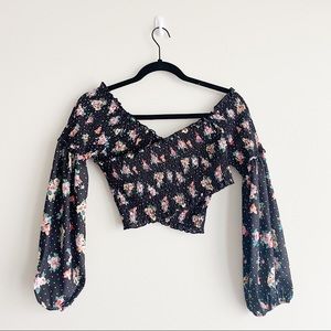 ASOS Off-Shoulder Crop Top with Balloon Sleeves